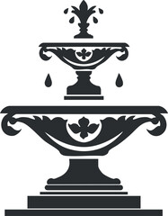Fototapeta premium A decorative fountain design featuring elegant curves and flowing water droplets in black and white..