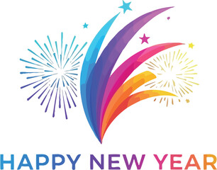 Obraz premium Celebrate new beginnings with vibrant fireworks and 'Happy New Year' text