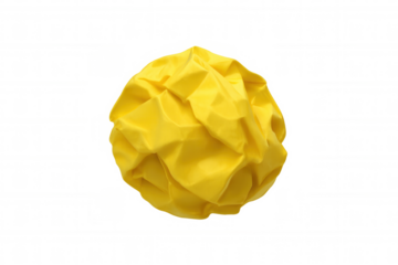 Yellow crumpled paper ball representing mistake, failed idea, waste, or problem-solving effort