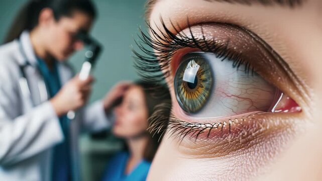 Close-up Eye Exam Doctor Patient Healthcare, 4k video footage