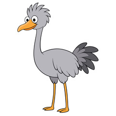 Obraz premium Cartoon illustration of a gray ostrich with an orange beak