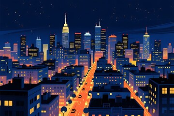 new york city skyline at night