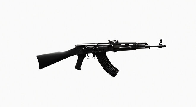 Iconic kalashnikov akm assault rifle detailed studio shot silhouette high resolution military firearm for editorial use