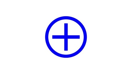 Simple blue cross symbol inside a blue oval outline on a white background