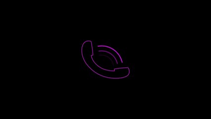 Abstract glowing neon outline of a classic telephone receiver against a dark background