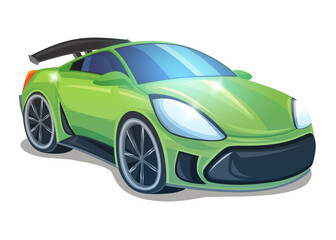 Fototapeta premium Cartoon street racing car vehicle on white background illustration for children