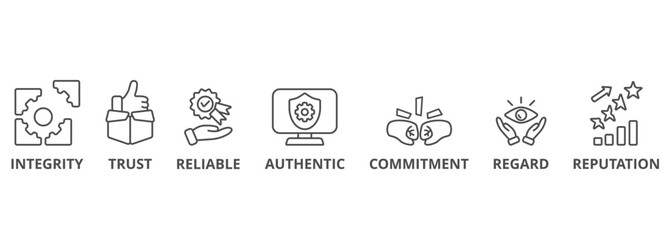 Credibility banner lineal icon vector illustration