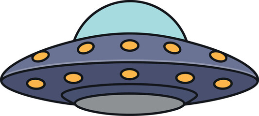 Retro sci-fi ufo spaceship flying saucer cartoon illustration vector