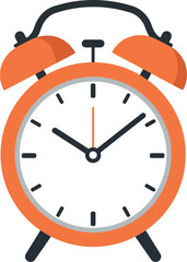 Retro orange alarm clock time reminder vintage style vector