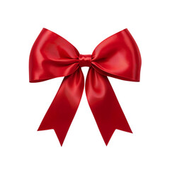 Fototapeta premium Elegant red satin ribbon bow isolated against a black backdrop for festive occasions