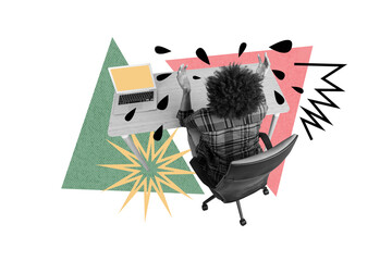 Composite collage picture image of tired stressed young man work office crying depression upset freak bizarre unusual fantasy billboard