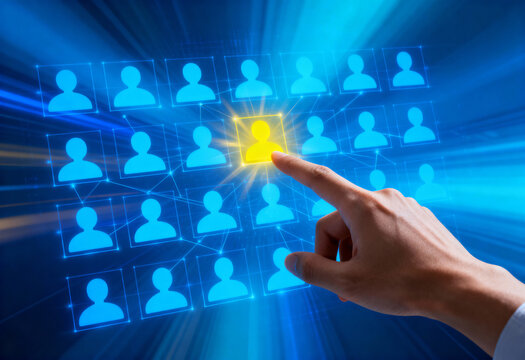 Choosing a standout user from digital network icons - business concept choosing candidate