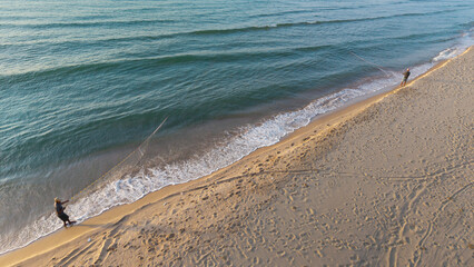 Summer seascape beautiful waves, blue sea water in sunny day. Royalty high-quality free best stock of tranquil beach with turquoise waves splashing, sand shore. Aerial view, tropical nature background