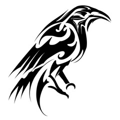 Fototapeta premium A bold monochrome tribal bird design with strong outlines, ideal for tattoos or logos,