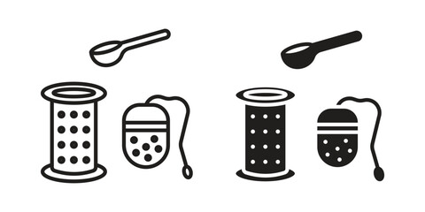 Tea infuser icons simple vector set. logo sign symbol set