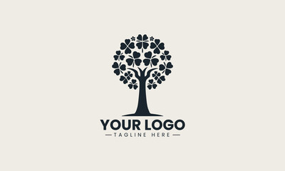 Obraz premium Clover Tree Wealth vector logo illustration