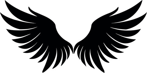Obraz premium wings silhouette vector, angel wing black symbol