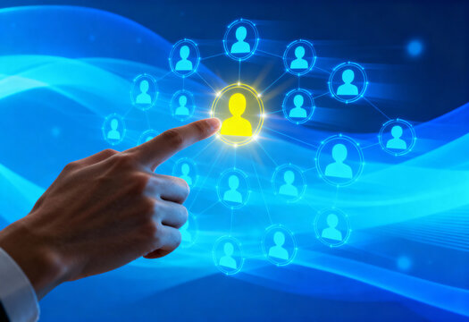 Choosing a standout user from digital network icons - business concept choosing candidate