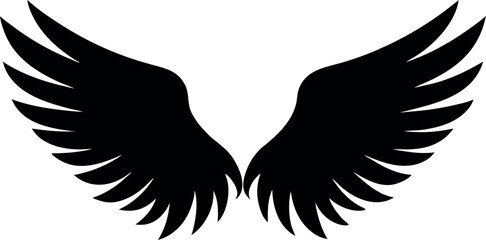 Obraz premium wings silhouette vector, angel wing black symbol