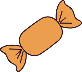 Orange wrapped candy sweet treat isolated fun food icon vector