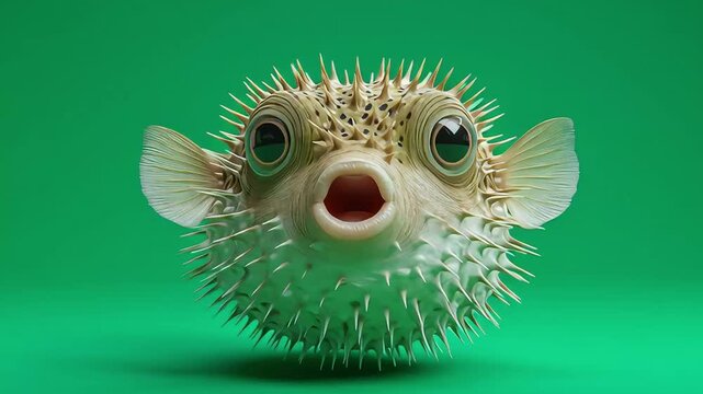 Cute cartoon hedgehog illustration with small spines isolated on a green background