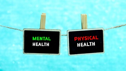 Mental Health vs Physical Health writing concept on a mini whiteboard.