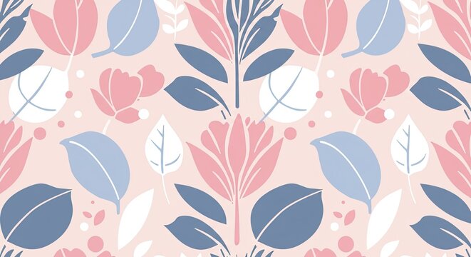 Naklejki A repeating pattern of floral arrangements inside elegant vases, classic and traditional 