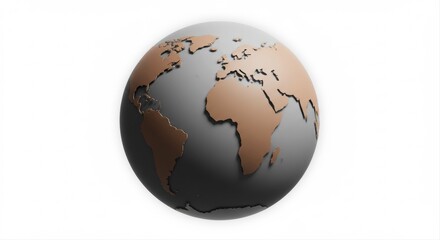 Digital illustration of the world globe with continents on white background