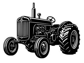 Vintage Farm Tractor Front Three-Quarter View Illustration, tractor, farm, vintage, agriculture, vehicle
