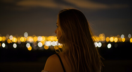 silhouette of a woman in a night club