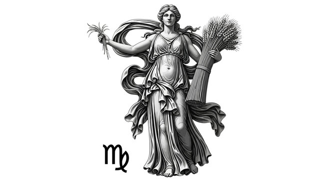 Vintage Virgo Illustration Celebrating the Maiden in Celestial Symbolism