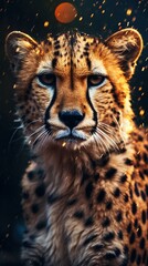 Obraz premium A captivating closeup of a cheetahs face, showcasing its striking beauty and intricate patterns
