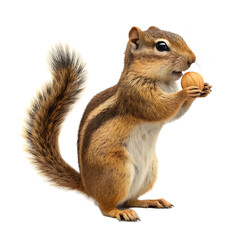 Obraz premium A chipmunk standing upright holding a nut in its paws with a bushy tail and brown and tan fur coat