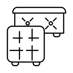Pouf for storage icon. Home decor element thin line illustration.