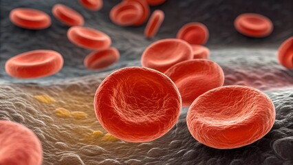 Red blood cells in close up view biology medical