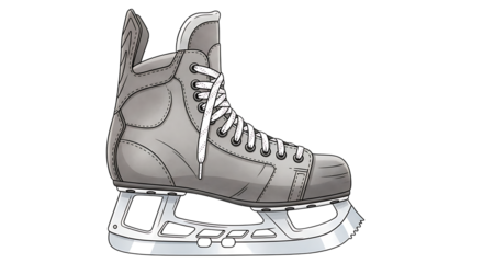 Illustration of a single ice hockey skate isolated on transparent background