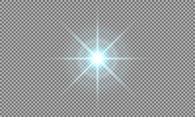 Blue Sparkle Light Star Burst Effect Transparent Vector Shiny Glow Radiance Lens Flare Flash Bright Energy