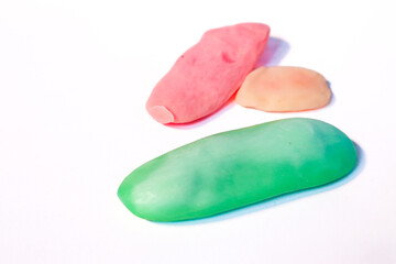 Used bath soap on a white background