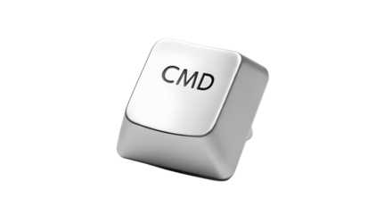 Isolated silver computer Command (CMD) key for keyboard shortcut and control technology concept. isolated PNG with Transparent Background
