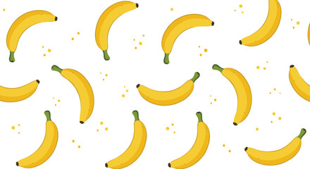 Cartoon banana pattern, tropical fruit design, seamless yellow bananas background, playful summer vibe, fun food texture, cute fruit vector illustration © Ambia Art