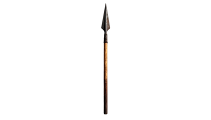 Ancient weapon, long spear with metal tip and wooden shaft