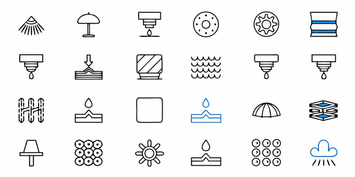 Dynamic collection of modern icons representing industrial processes, material science, and engineering concepts, perfect for technical presentations and innovative projects