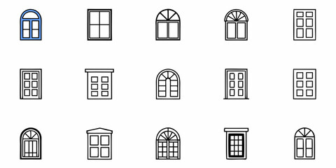Fototapeta premium Black and white building icon set for web, business, finance, and digital design use