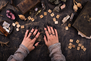 Esoteric magical background with runes.