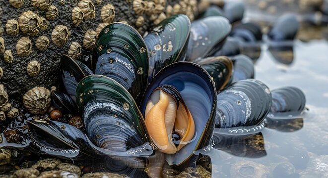 Mussels on a Rocky Shore.