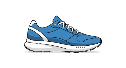 A dynamic flat design vector illustration of a contemporary running shoe, representing jogging, athletics, and active lifestyles. This clean 2D icon is ideal for fitness apps and sports websites.