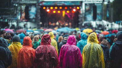 People at the concert during rain