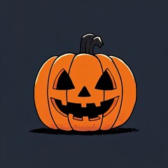 Cartoon Halloween pumpkin with classic jack o lantern face, orange and black illustration