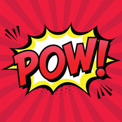 POW! Comic Blast in Retro Pop Art Style Comic Book Sound Effect Panels –POW Pop Art Vector Colorful Comic Onomatopoeia