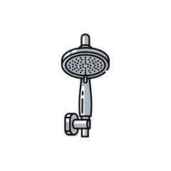 Shower head isolated on white background, modern bathroom fixture for personal hygiene